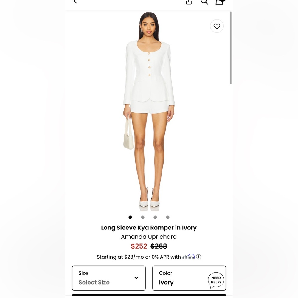 Amanda Uprichard White Blazer with Gold Accent - Picture 6 of 10